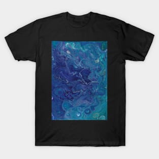 Ocean blue paint pour artwork T-Shirt